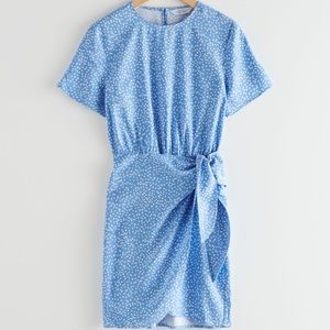 & OTHER STORIES - Tie Up Mini Dress - Blue Dot